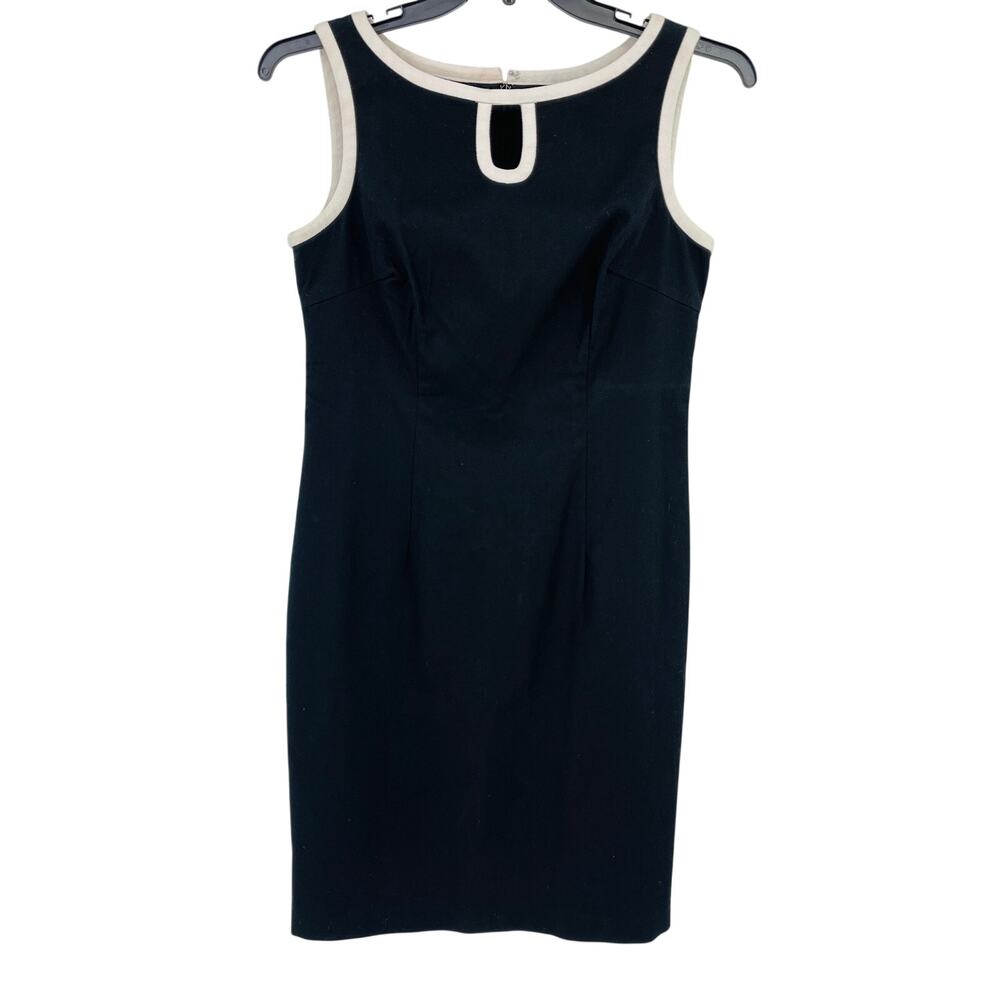 Talbot Black White Trim Sleeveless Sheath Dress Womens Size 8 Stretch